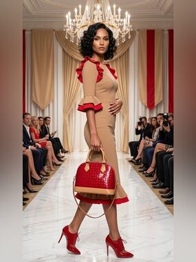 Arcadia Purse -Red Patent Satchel with Tan Accents-AMAZING price, you will see!